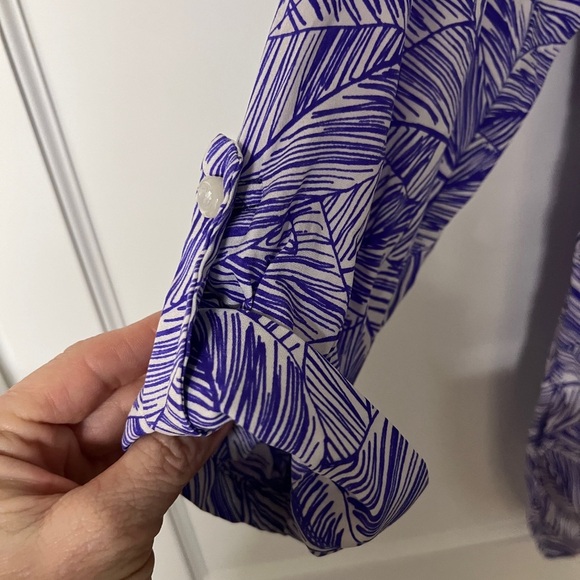 Milly of New York White and Purple Print Silk Tunic Size 0 - Picture 6 of 6